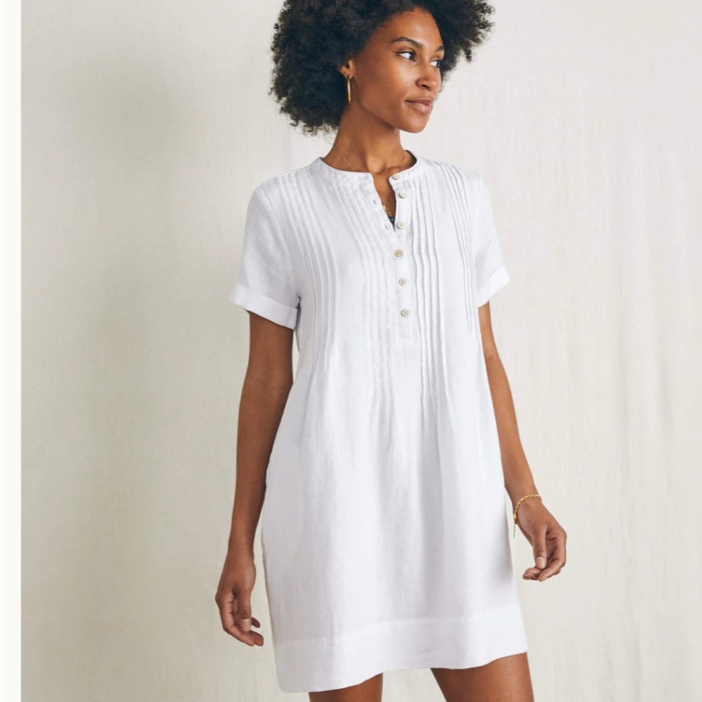 Faherty white linen Gemina dress XS